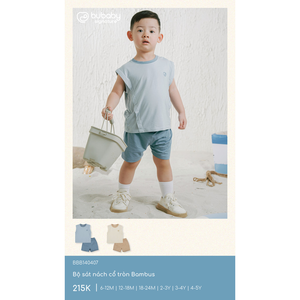 (6M-5Y) Bộ ngắn tay, bộ sát nách cổ tròn Bambus BBB130405 BBB140407 | Quần áo BU Baby chính hãng