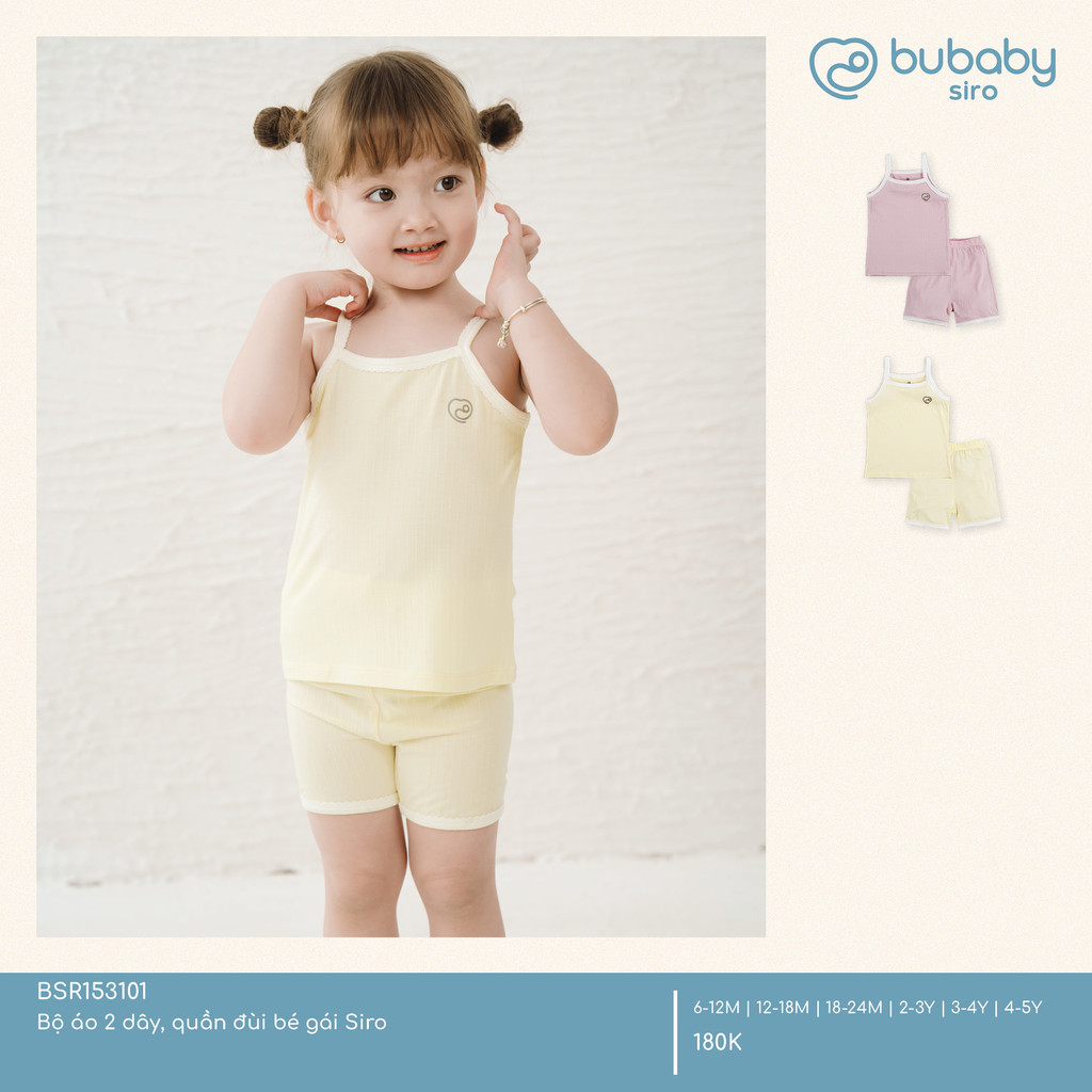 (6M-5Y) Bộ áo 2 dây, quần đùi bé gái Bubaby Siro - BSR153101 | Quần áo BU Baby chính hãng