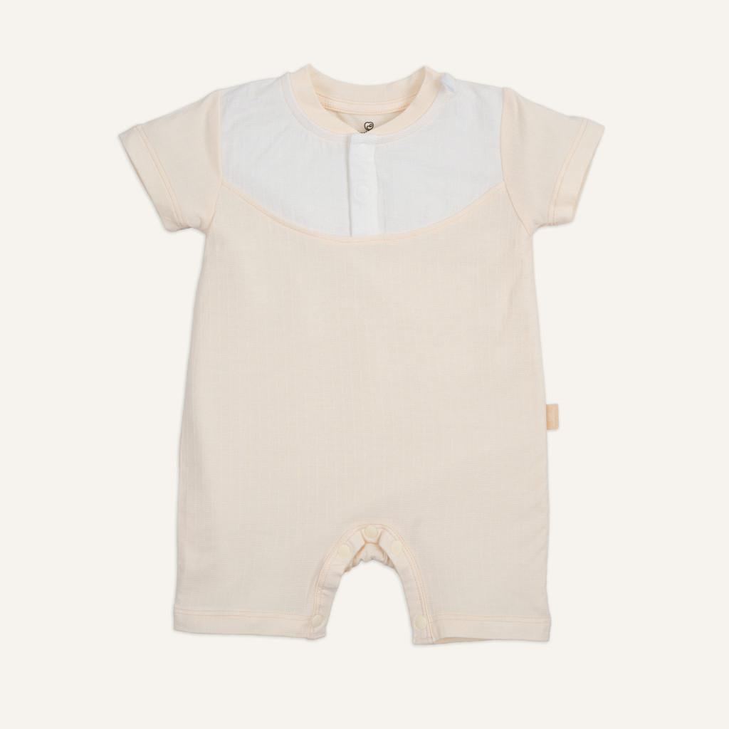 (1M-12M) Body đùi ngắn tay cổ trụ, sát nách cài vai Bubaby Siro -  BSR230303 BSR240100| Quần áo BU Baby chính hãng