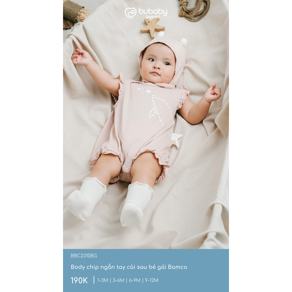 (1M-12M) Body chip ngắn tay cài sau bé gái Bubaby Bamco - BBC2310BG | Quần áo BU Baby chính hãng