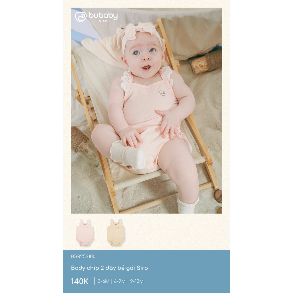 (3M-12M) Body chip 2 dây cho bé gái Bubaby Siro BSR253100 | Quần áo BU Baby chính hãng