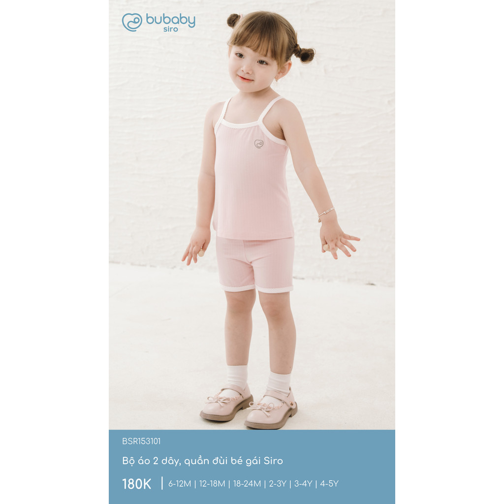 (6M-5Y) Bộ áo 2 dây, quần đùi bé gái Bubaby Siro - BSR153101 | Quần áo BU Baby chính hãng