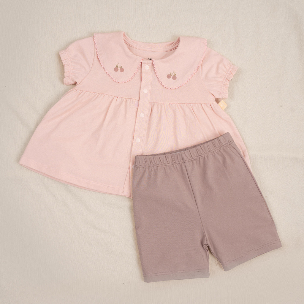 (6M-5Y) Bộ ngắn tay cài giữa cổ sen Bubaby Bamco BBC1302CS | Quần áo BU Baby chính hãng