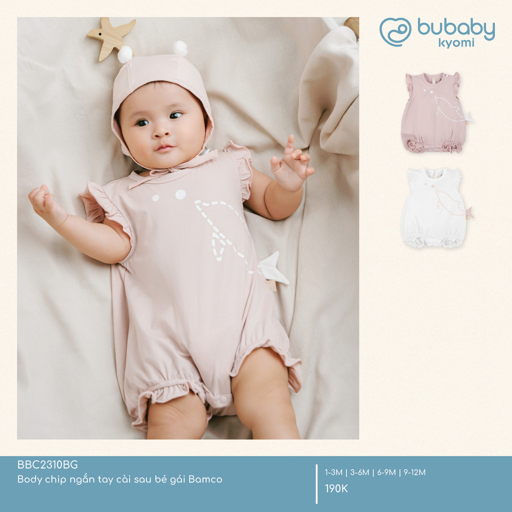 (1M-12M) Body chip ngắn tay cài sau bé gái Bubaby Bamco - BBC2310BG | Quần áo BU Baby chính hãng