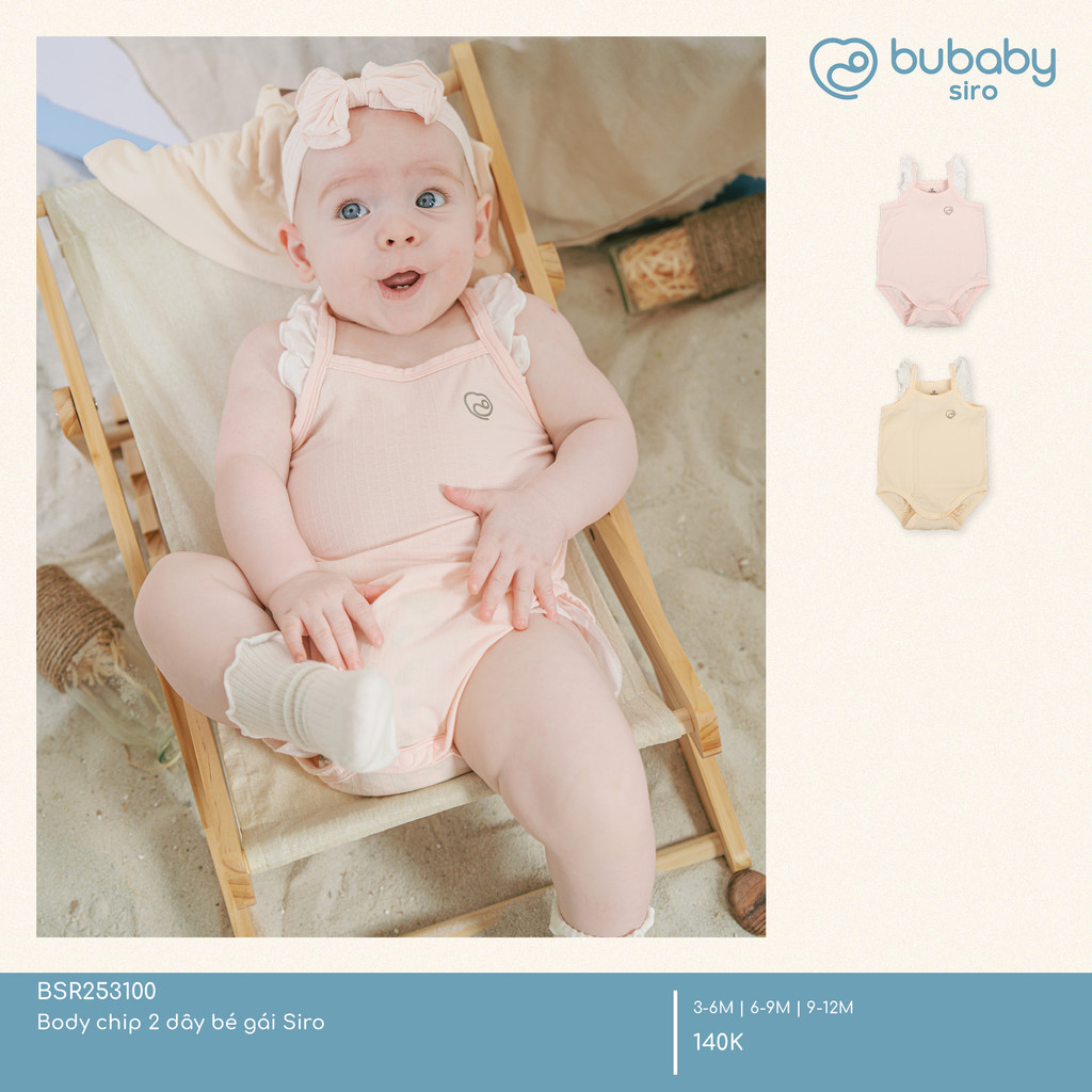 (3M-12M) Body chip 2 dây cho bé gái Bubaby Siro BSR253100 | Quần áo BU Baby chính hãng