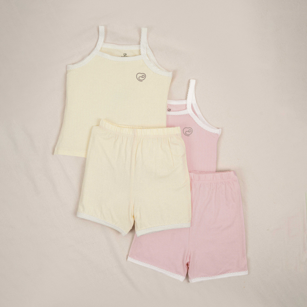 (6M-5Y) Bộ áo 2 dây, quần đùi bé gái Bubaby Siro - BSR153101 | Quần áo BU Baby chính hãng
