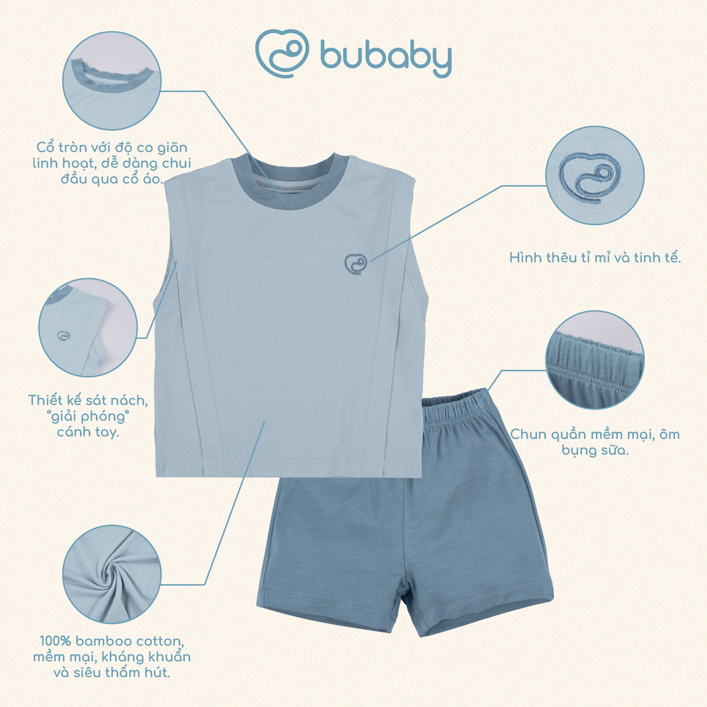 (6M-5Y) Bộ ngắn tay, bộ sát nách cổ tròn Bambus BBB130405 BBB140407 | Quần áo BU Baby chính hãng