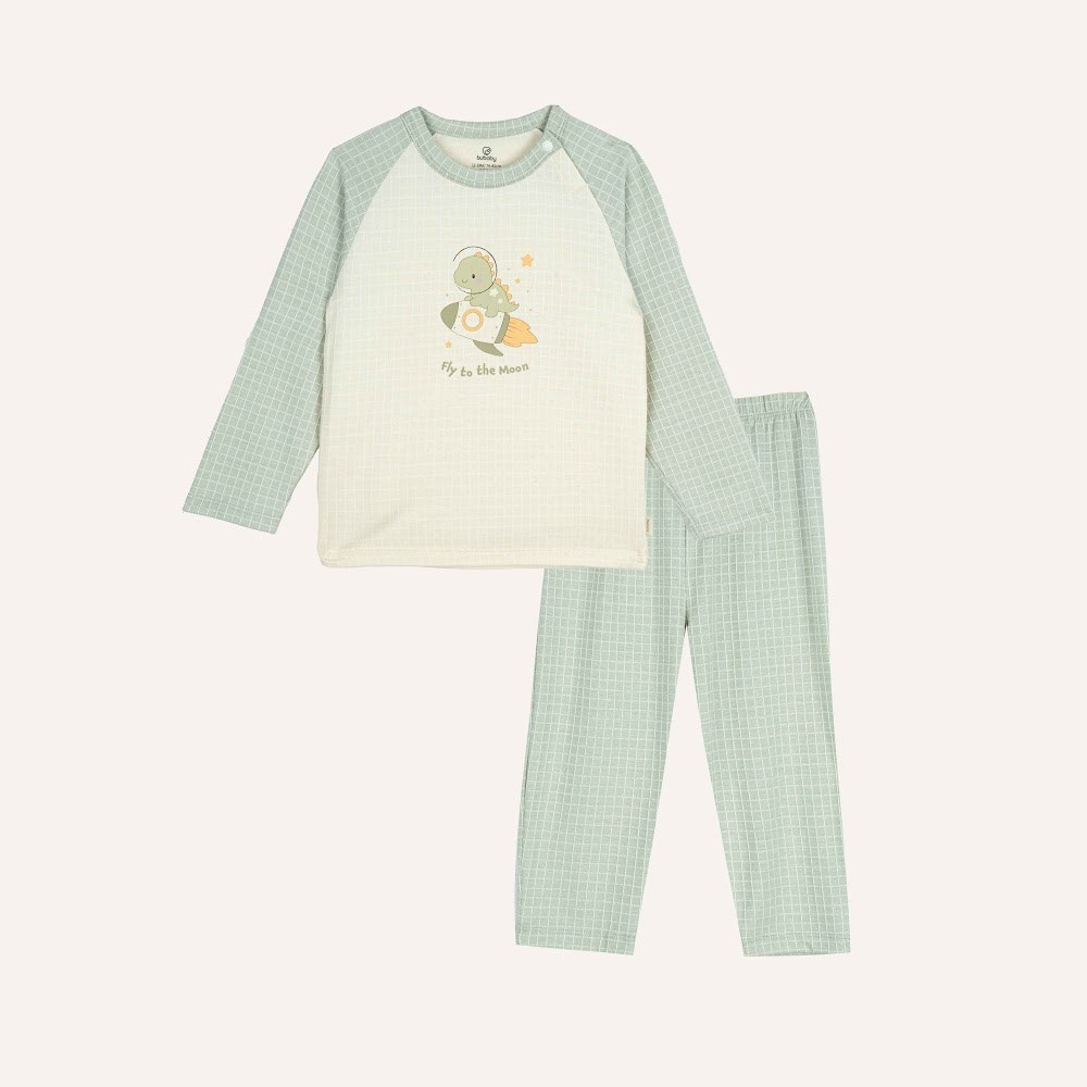 BU Baby (6M-5Y) Bộ dài tay raglan cài vai in vũ trụ BU Viscose Cotton IVC110100 | Quần áo chính hãng