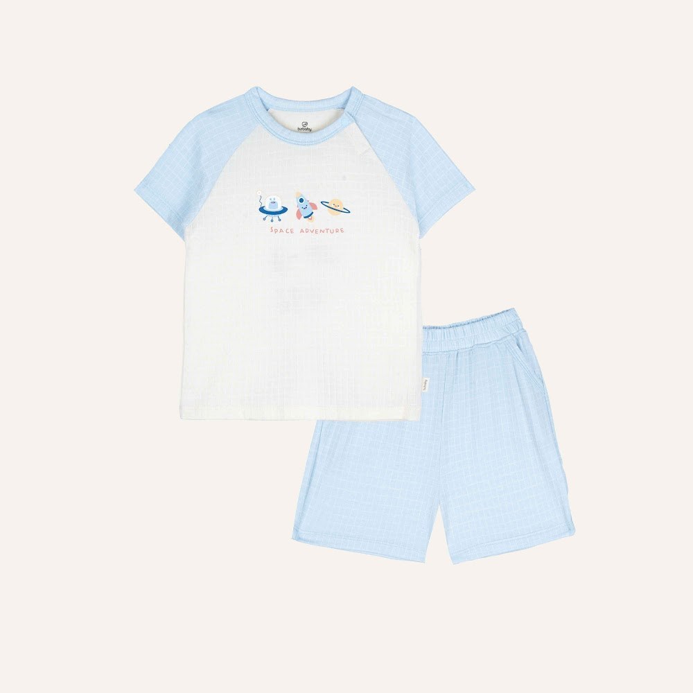 BU Baby (6M-5Y) Bộ ngắn tay cài vai  in vũ trụ Bubaby Cotton IVC130100 | Quần áo chính hãng