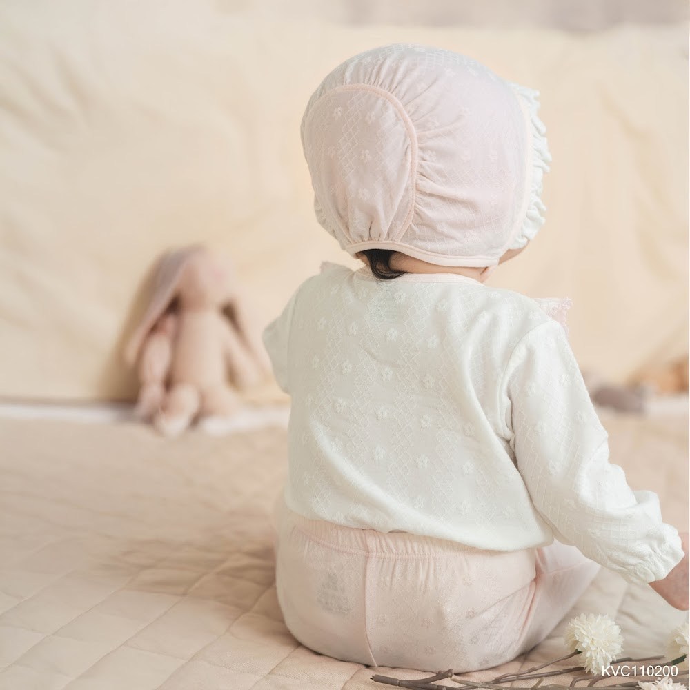 BU Baby (0M-12M) Set dài tay cài giữa, bèo đáp ngực BU Viscose Cotton KVC110200 | Hàng chính hãng