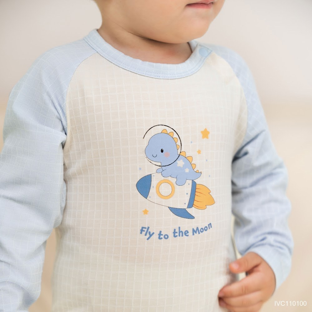 BU Baby (6M-5Y) Bộ dài tay raglan cài vai in vũ trụ BU Viscose Cotton IVC110100 | Quần áo chính hãng
