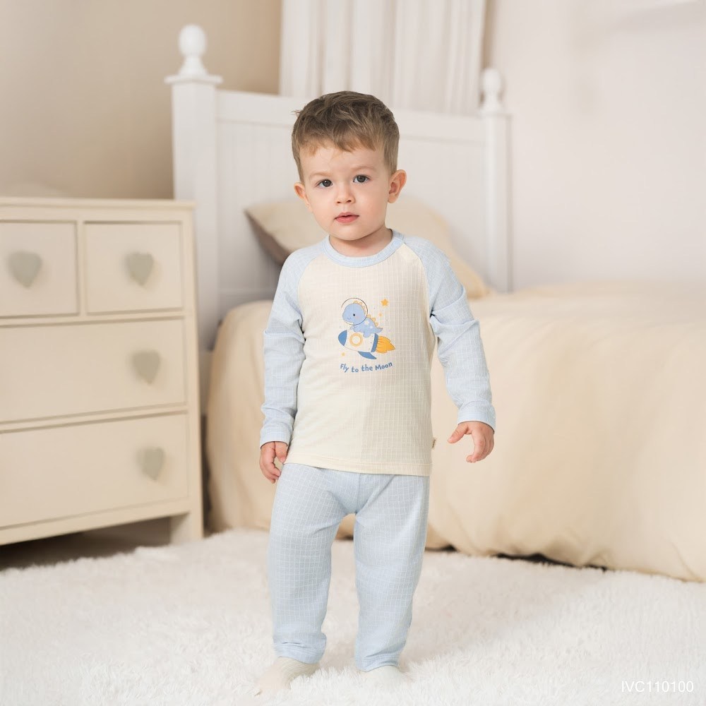 BU Baby (6M-5Y) Bộ dài tay raglan cài vai in vũ trụ BU Viscose Cotton IVC110100 | Quần áo chính hãng