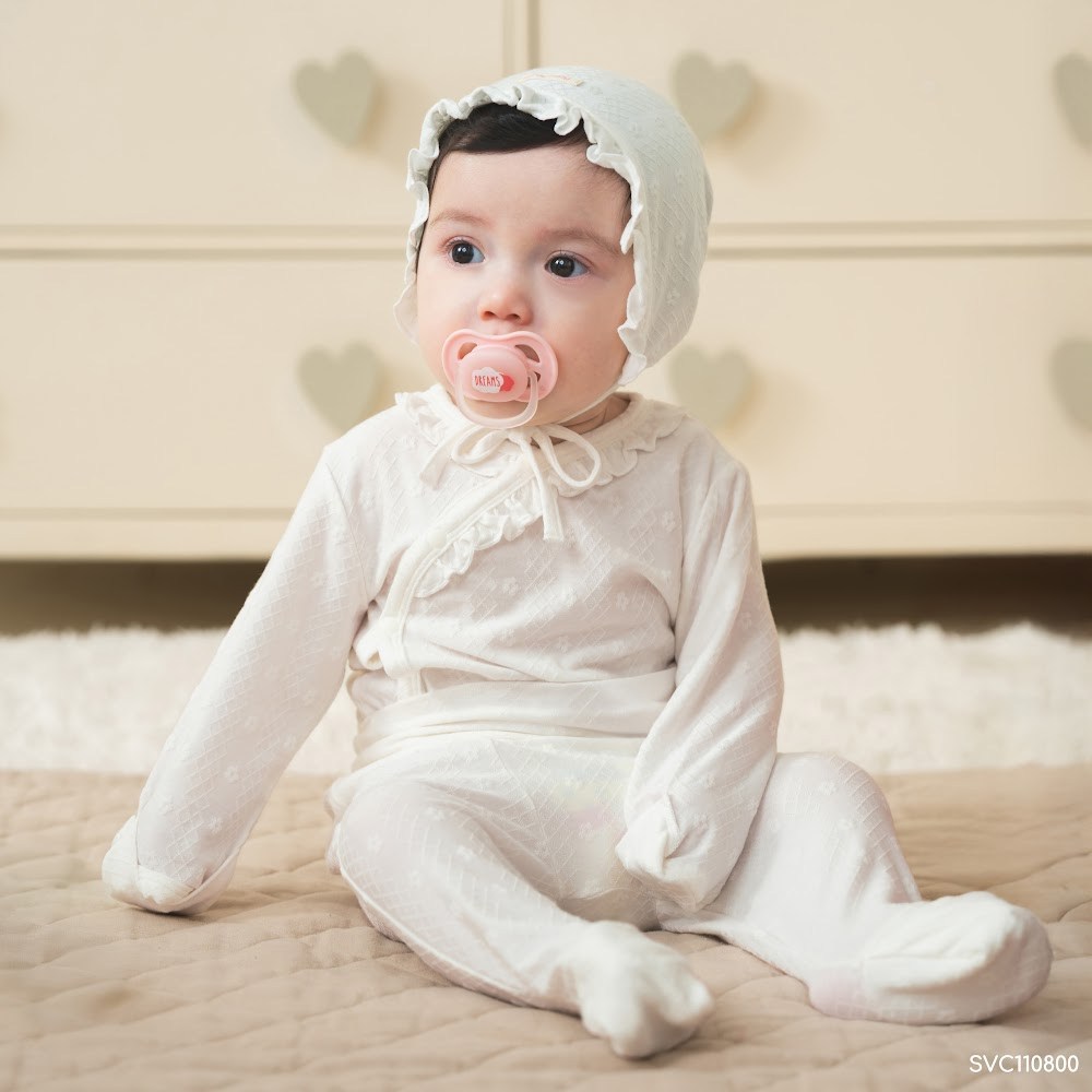 BU Baby (0-6M) Bộ dài tay Cài chéo bèo cổ BU Baby Viscose Cotton SVC110800 | Quần áo chính hãng