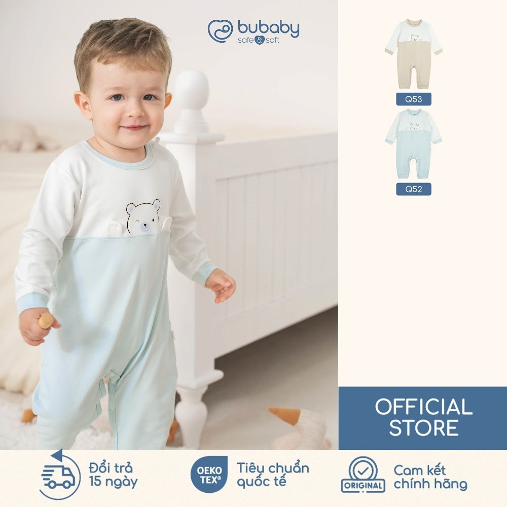 BU Baby (0-12M) Body dài tay cài vai  in gấu Bubaby Cotton SCT210100 | Body Chính hãng