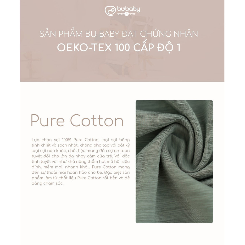 [BU Baby] (6M-5Y) Bộ dài tay cổ tròn Thu êm Bubaby Cotton BCT110404 | Quần áo Chính hãng