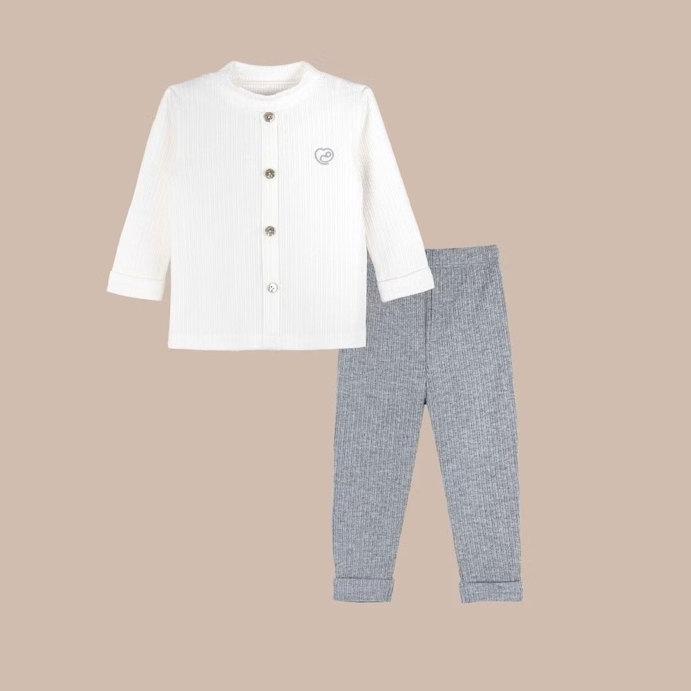 BU Baby (6M-3Y) Bộ dài tay cao cổ giả cúc giữa Thu êm BU Baby BWL1109GC | Quần áo BU Baby chính hãng