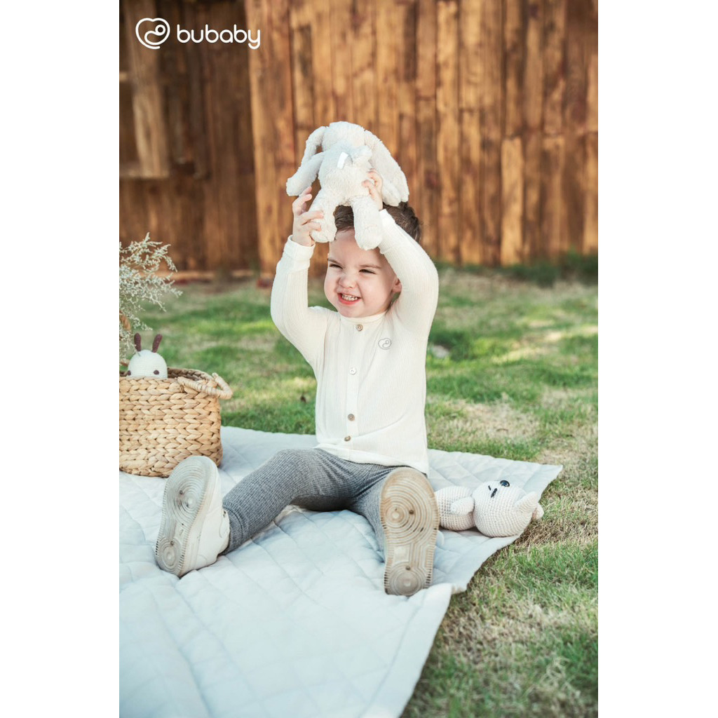 BU Baby (6M-3Y) Bộ dài tay cao cổ giả cúc giữa Thu êm BU Baby BWL1109GC | Quần áo BU Baby chính hãng