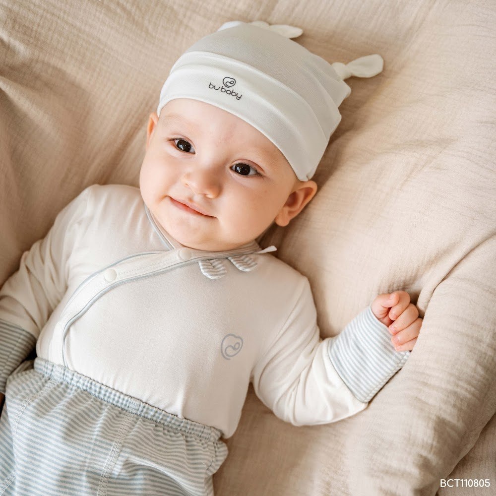 BU Baby (1M-6M) Bộ dài tay cài chéo tai gấu  Mùa Thu êm BU Cotton BCT110805 | Quần áo BU Chính hãng