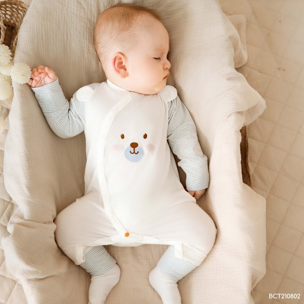 BU Baby (Newborn) Body dài tay cài chéo tai gấu Thu êm BU Baby Cotton BCT210802 | Body chính hãng