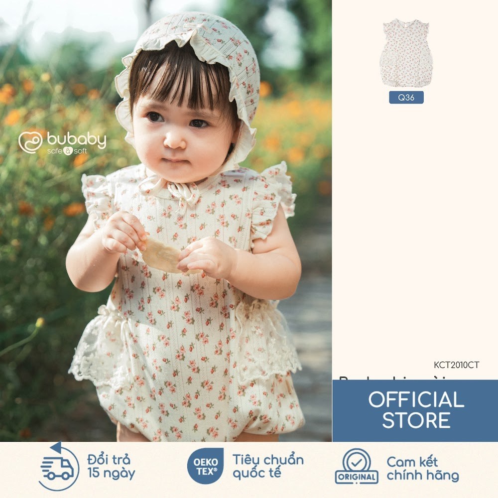 BU Baby (0-12M) Set Body chip dài tay cài giữa, cài sau bèo đáp cổ Siro Jacquard BU Baby KCT2102DC