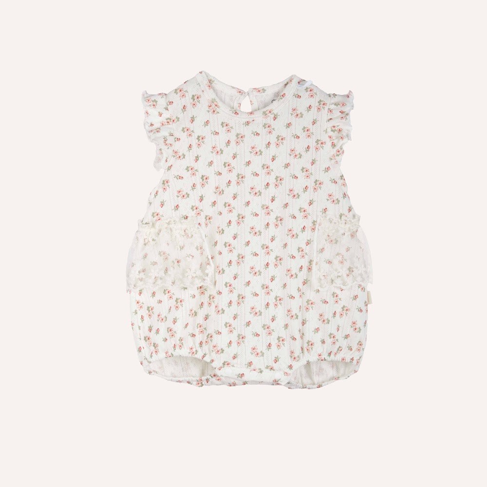 BU Baby (0-12M) Set Body chip dài tay cài giữa, cài sau bèo đáp cổ Siro Jacquard BU Baby KCT2102DC