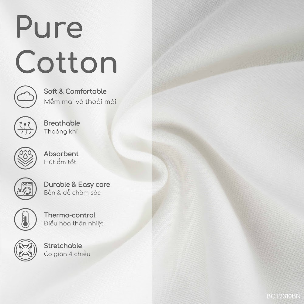 BU Baby (1M-9M) Body chip ngắn tay cài sau Bèo ngực Bubaby Cotton BCT2310BN | BOdy chính hãng