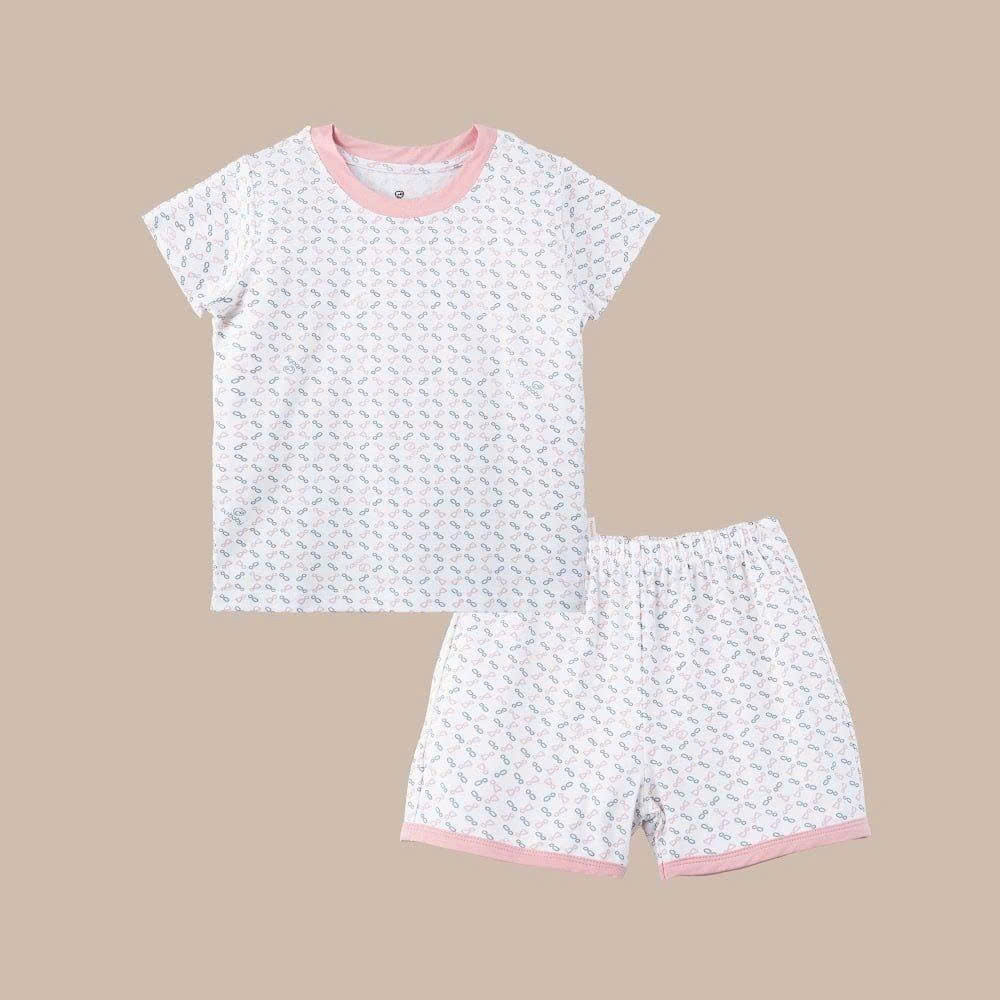 BU Baby (6M-3Y) Bộ ngắn tay cổ tròn Iconic 1 Bambus BBB1304IM | Quần áo Bubaby chính hãng