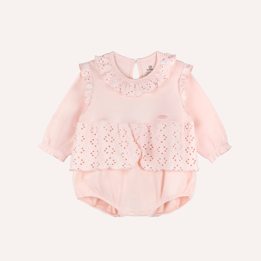 BU Baby (1M-12M) Set Body dài tay kèm cổ ren , cổ bèo bé gái mùa Thu êm Bubaby Cotton BCT2100CR | Hàng chính hãng