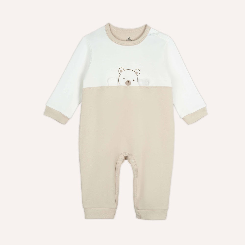 BU Baby (0-12M) Body dài tay cài vai  in gấu Bubaby Cotton SCT210100 | Body Chính hãng