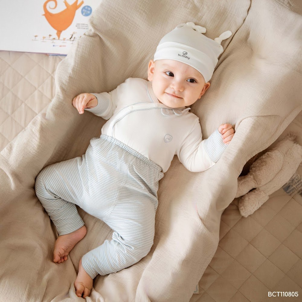 BU Baby (1M-6M) Bộ dài tay cài chéo tai gấu  Mùa Thu êm BU Cotton BCT110805 | Quần áo BU Chính hãng
