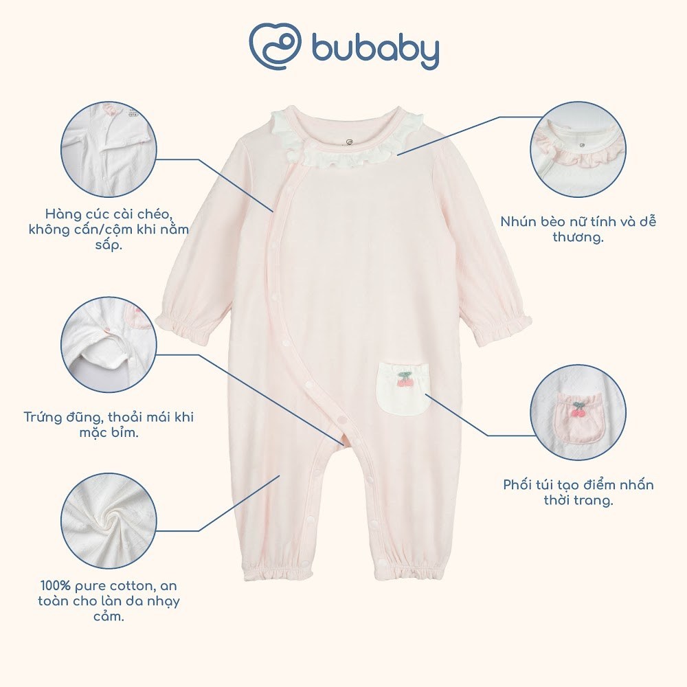 BU Baby (0-12M) Body dài tay cài chéo cổ bèo BU Cotton KVC2108CB | Body chính hãng