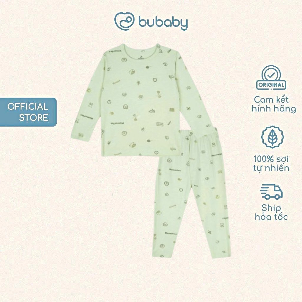 BU Baby (6M-5Y) Bộ dài tay cổ tròn Thu êm Bubaby Bambus BBB110406 | Quần áo BU chính hãng