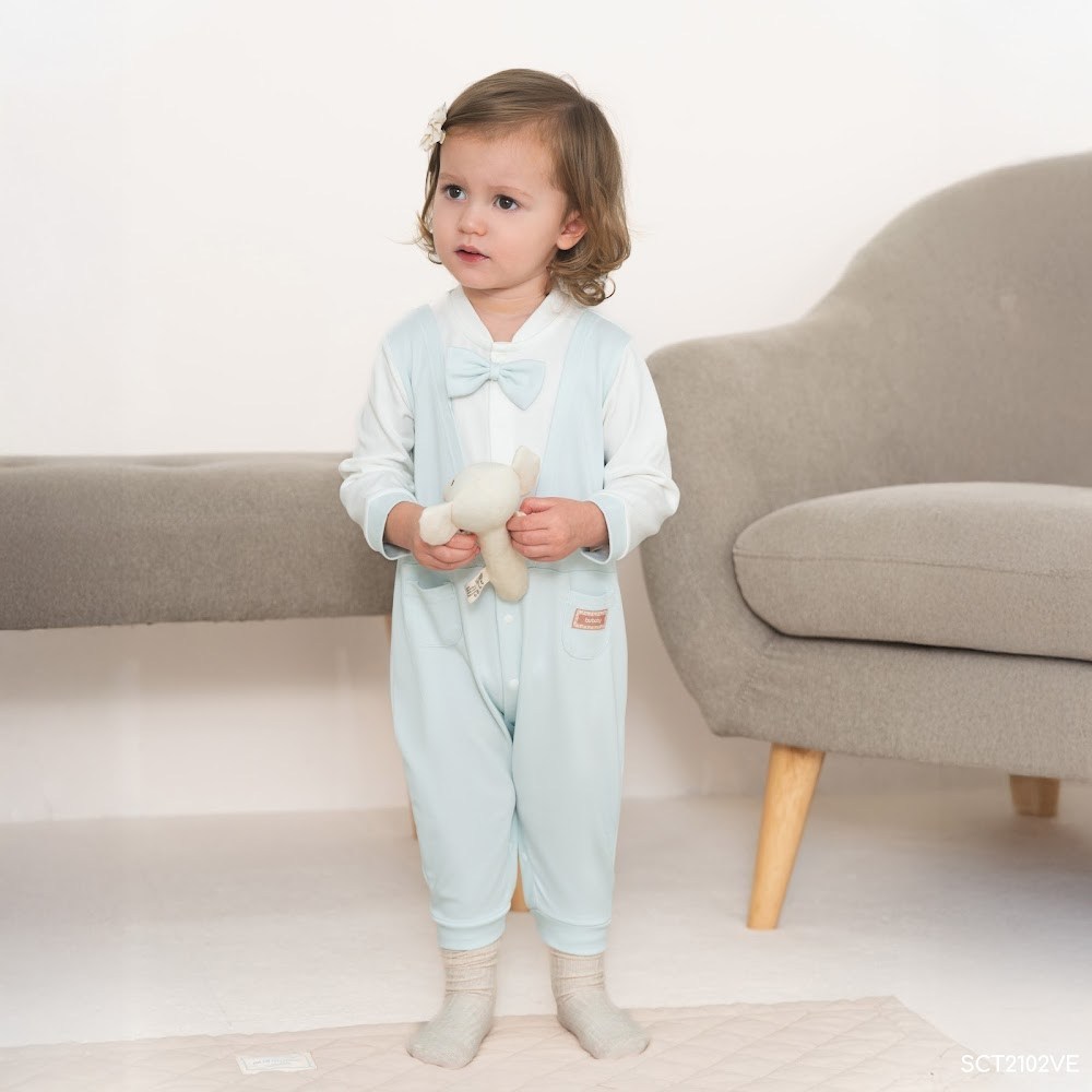 BU Baby (0-12M) Body dài tay cài giữa Giả vest Thu êm cho bé BU Baby SCT2102VE | Hàng chính hãng