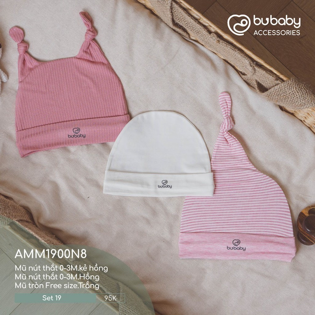 BU Baby Mũ Sơ Sinh cho bé đáng yêu chất liệu Siro Cotton ASR192400 | Phụ kiện BU Baby chính hãng