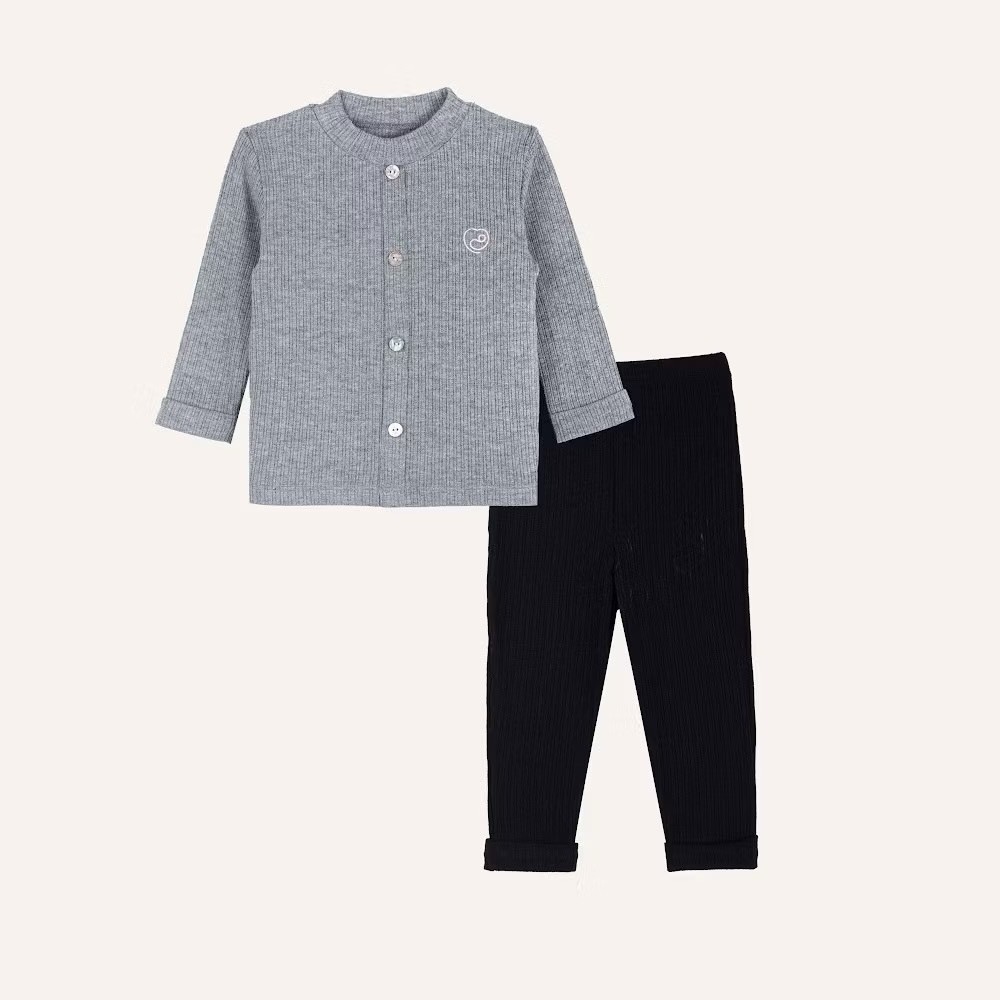 BU Baby (6M-3Y) Bộ dài tay cao cổ giả cúc giữa Thu êm BU Baby BWL1109GC | Quần áo BU Baby chính hãng