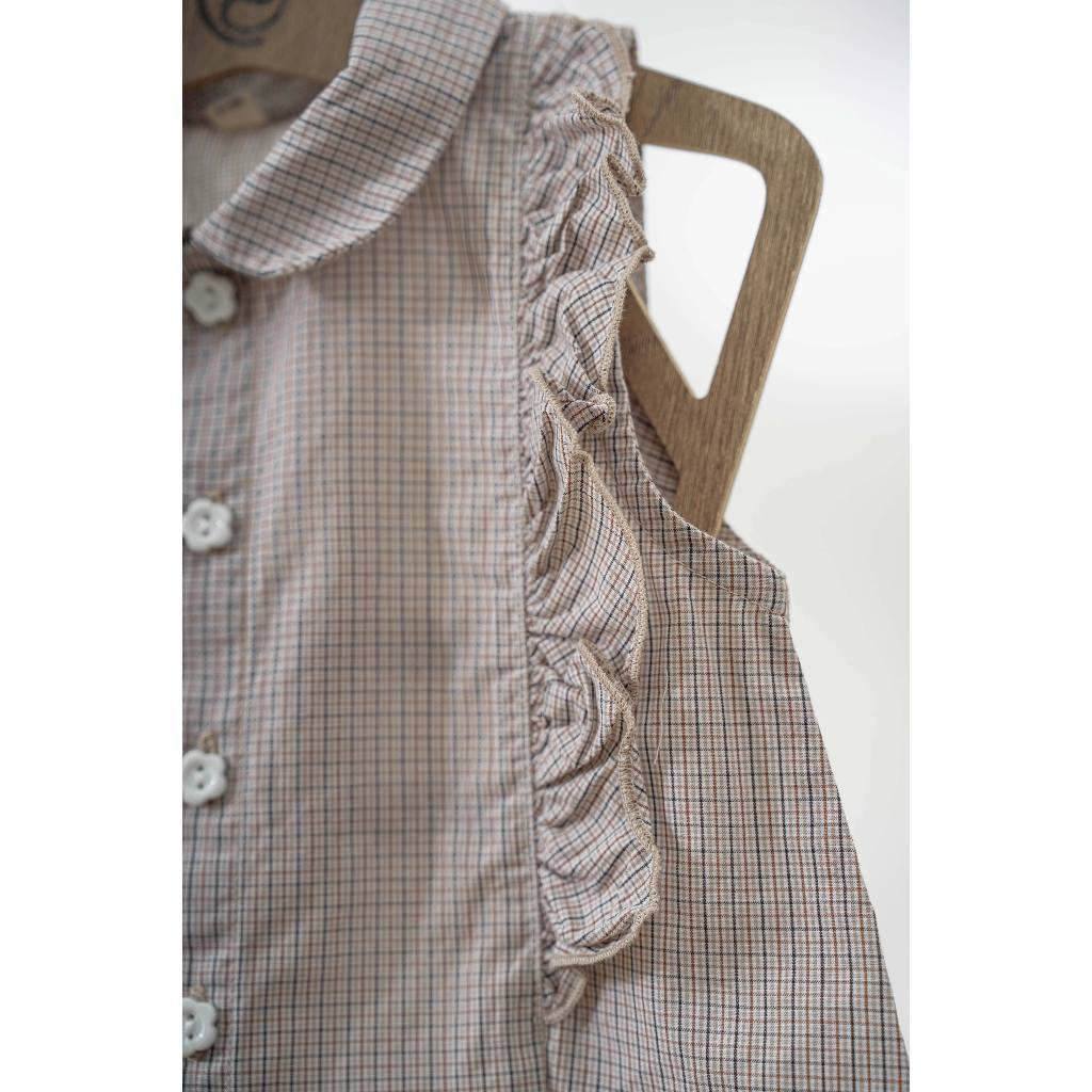 BU Baby (6M-3Y) Áo sơ mi sát nách bèo ngực cho bé gái BU Cotton BCT343901 | Hàng chính hãng