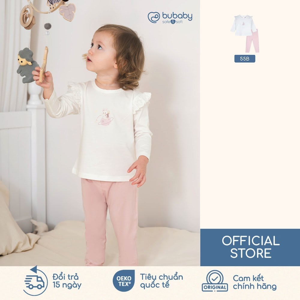 BU Baby (6M-5Y) Bộ dài tay cài sau cho bé gái BU Viscose Cotton IVC1110BG | Quần áo chính hãng