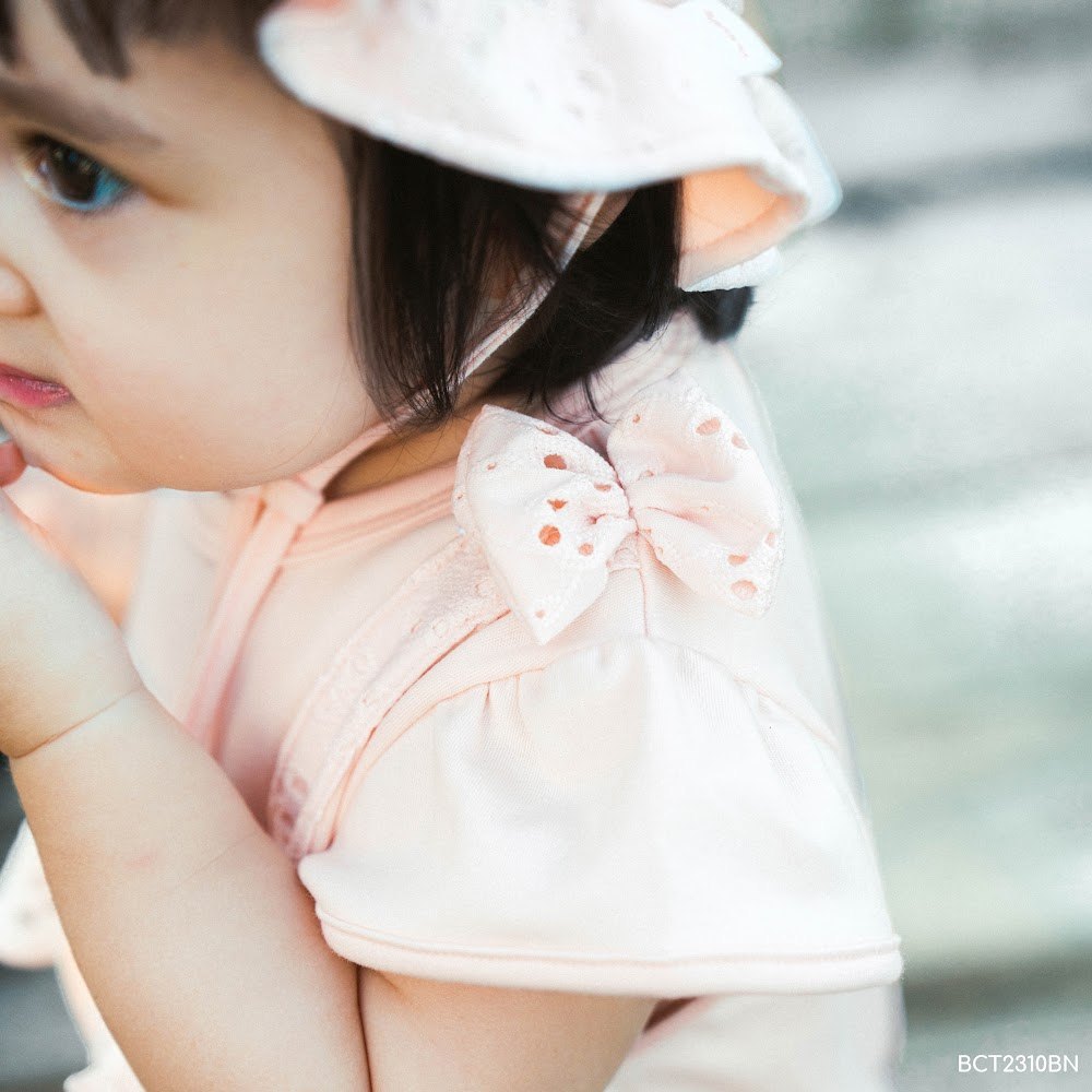 BU Baby (1M-9M) Body chip ngắn tay cài sau Bèo ngực Bubaby Cotton BCT2310BN | BOdy chính hãng