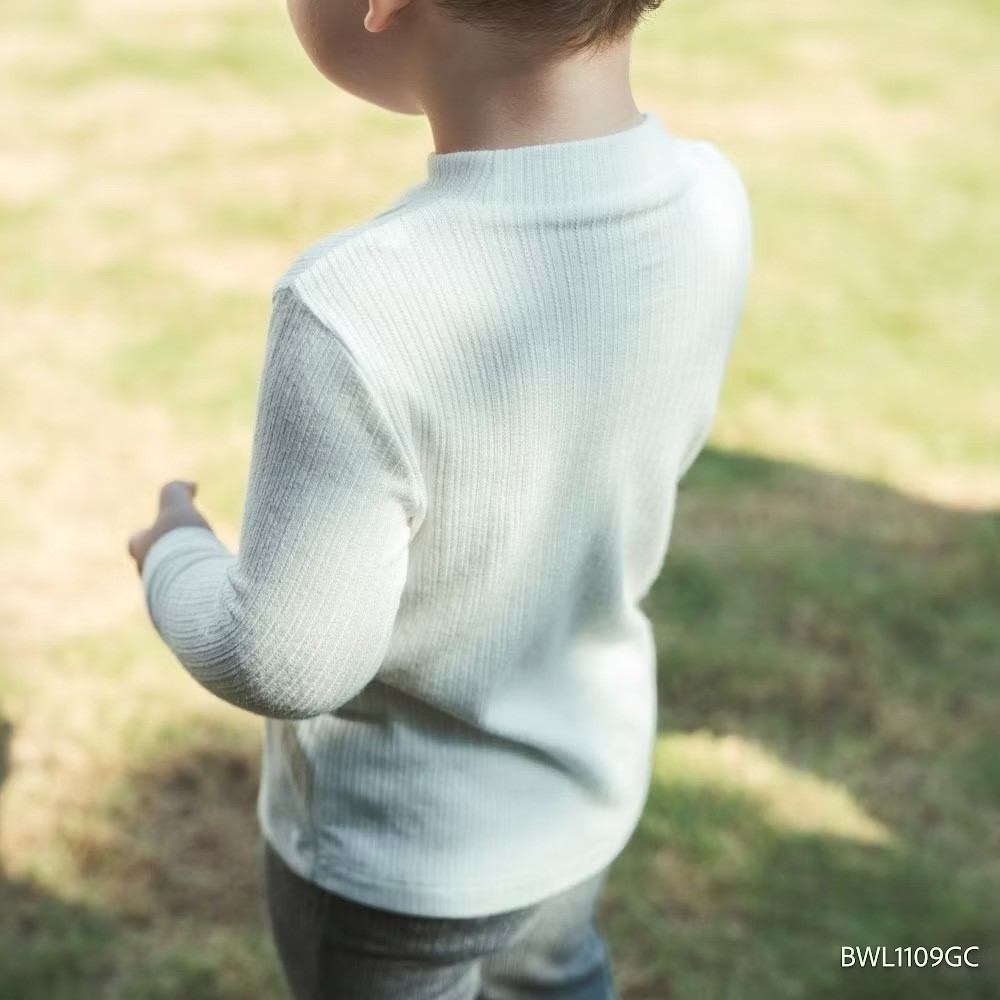 BU Baby (6M-3Y) Bộ dài tay cao cổ giả cúc giữa Thu êm BU Baby BWL1109GC | Quần áo BU Baby chính hãng