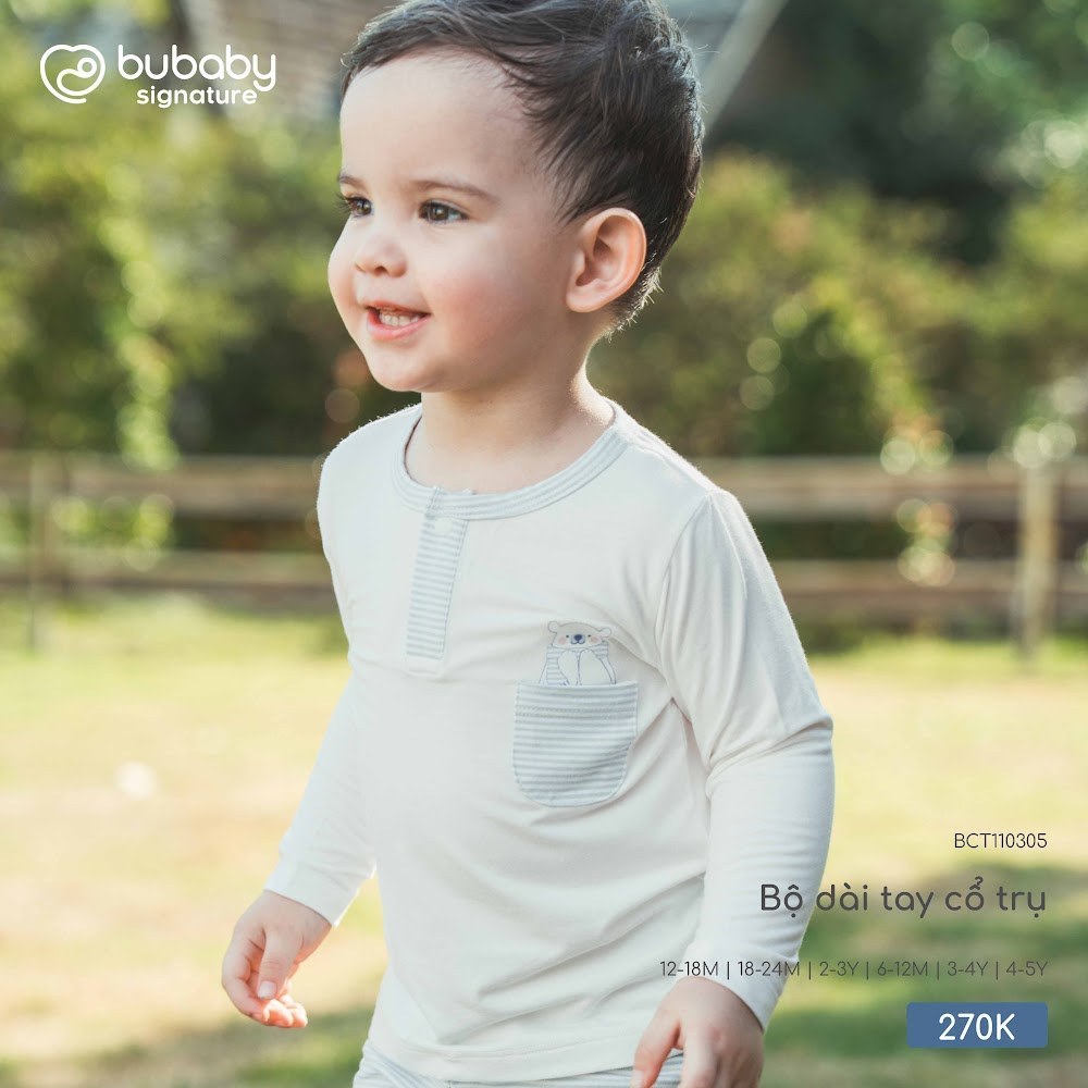 BU Baby (6M-5Y) Bộ dài tay cổ trụ Thu êm BU Cotton BCT110305 | Quần áo BU Chính hãng