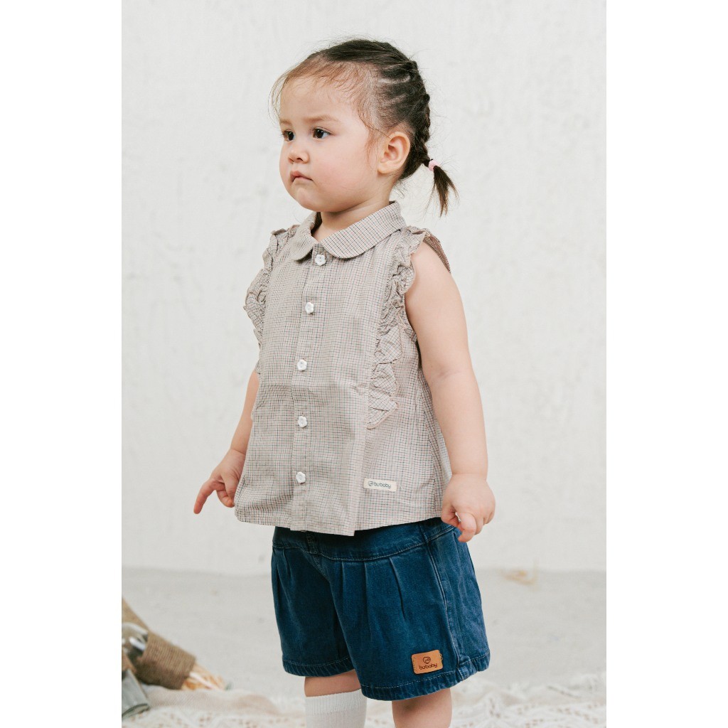 BU Baby (6M-3Y) Áo sơ mi sát nách bèo ngực cho bé gái BU Cotton BCT343901 | Hàng chính hãng