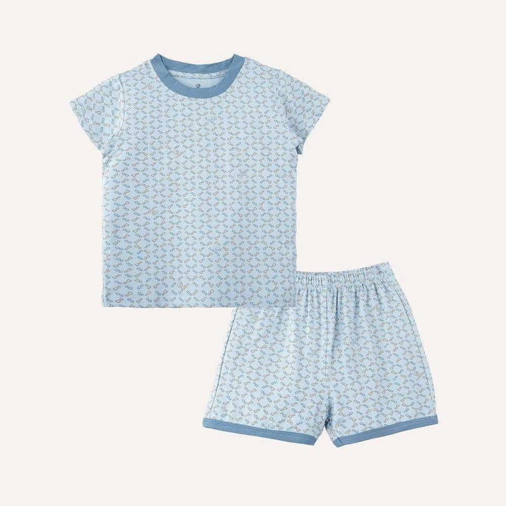 BU Baby (6M-3Y) Bộ ngắn tay cổ tròn Iconic 1 Bambus BBB1304IM | Quần áo Bubaby chính hãng