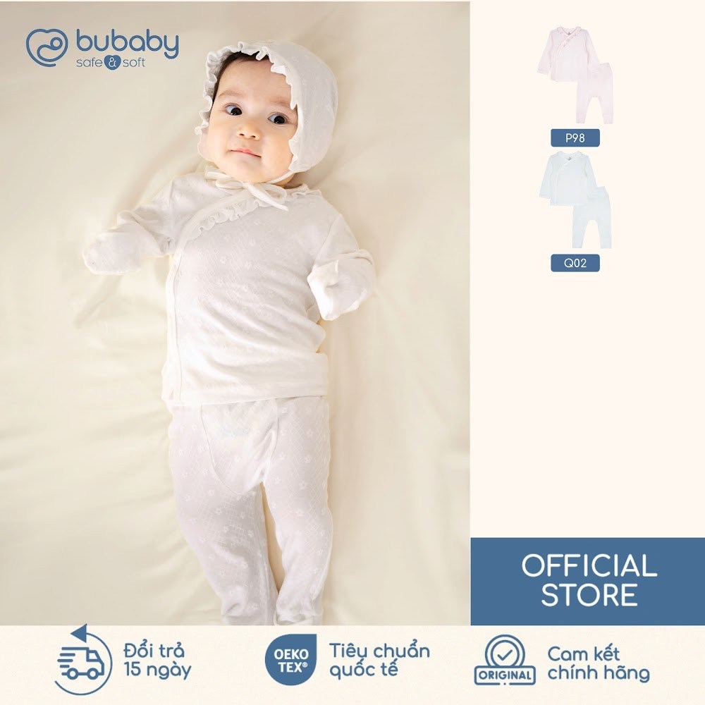 BU Baby (0-6M) Bộ dài tay Cài chéo bèo cổ BU Baby Viscose Cotton SVC110800 | Quần áo chính hãng