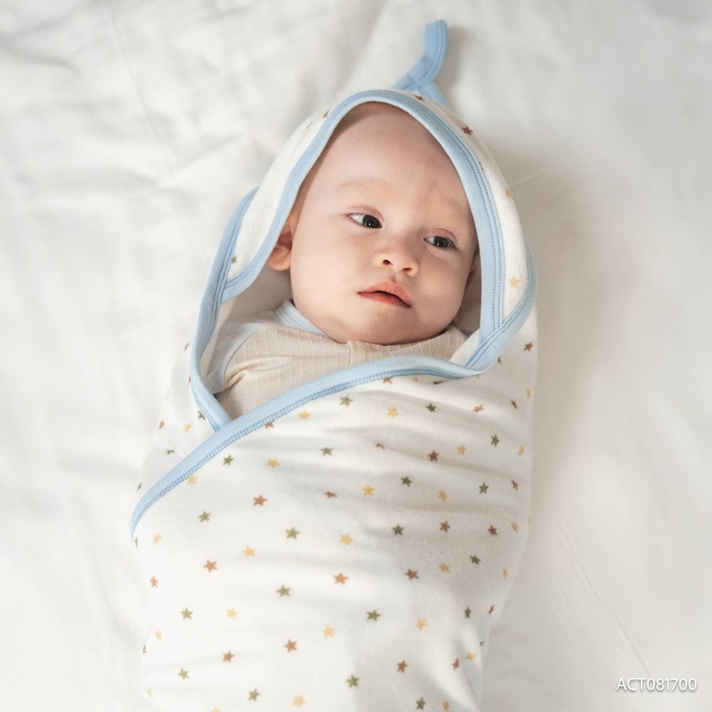 BU Baby Chăn ủ  có mũ BU Baby Cotton ACT081700 | Phụ kiện chính hãng
