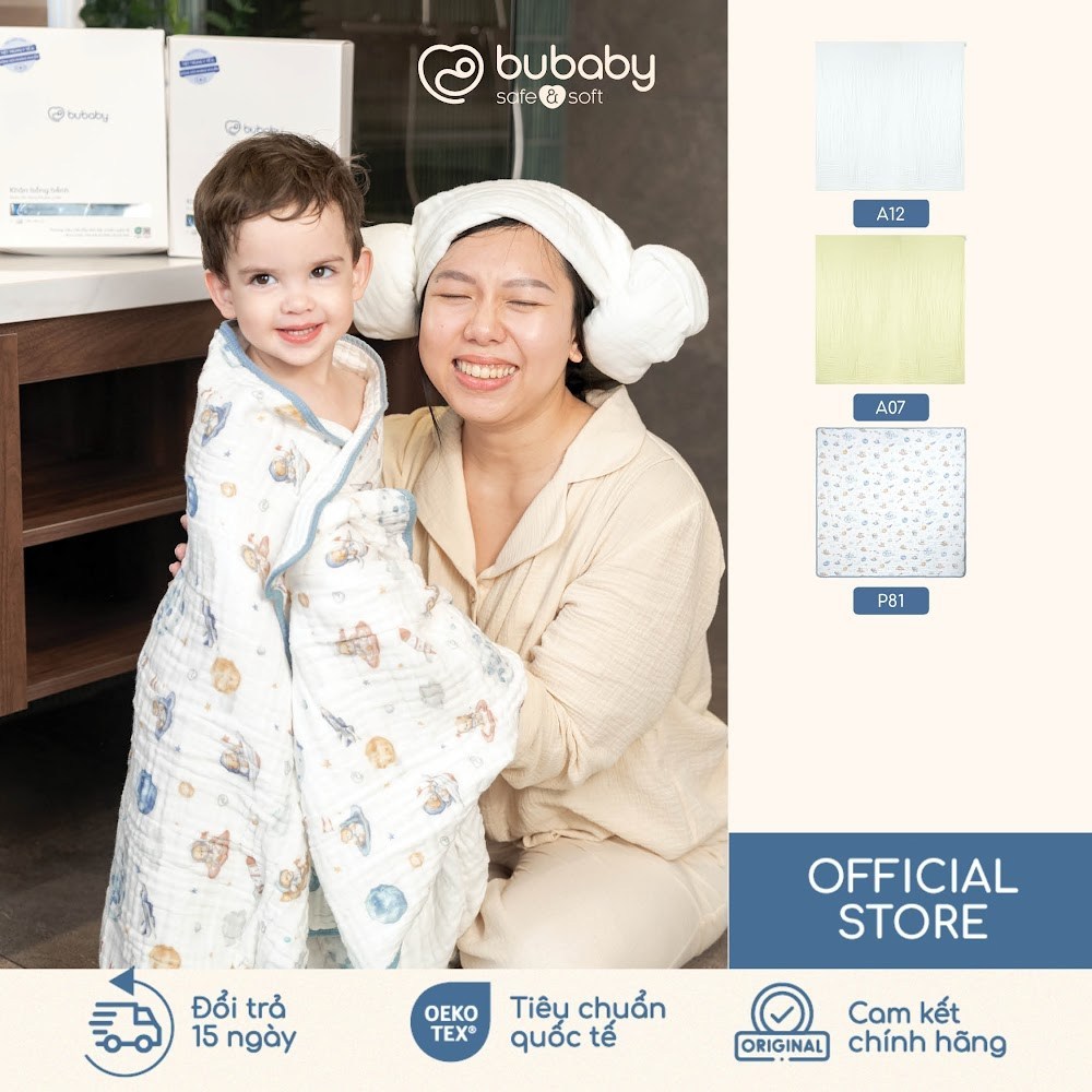 BU Baby Khăn tắm bồng bềnh 6 lớp Cotton Muslin BU Baby ACM07BB00 | Phụ kiện chính hãng