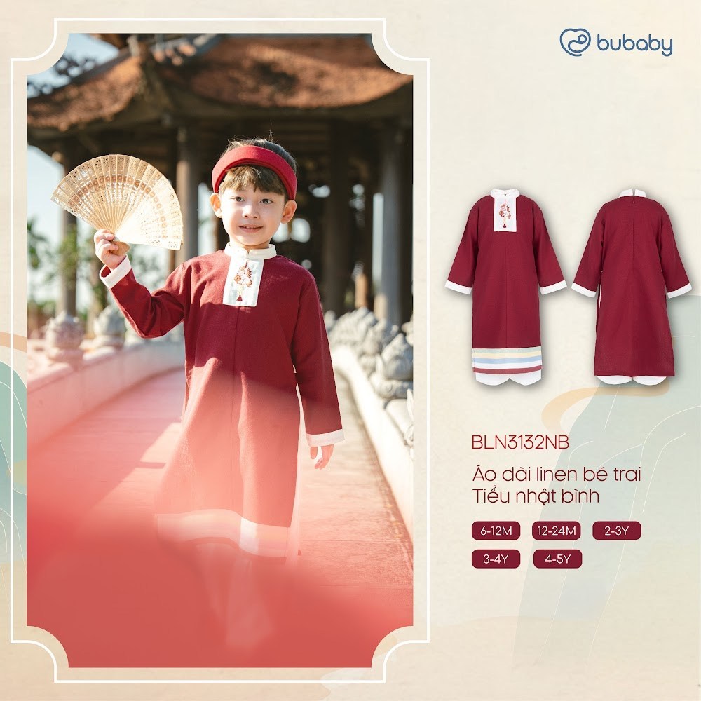 BU Baby (6M-5Y)  Set đồ Tết Cao cấp 2025 BU Linen BLN313 | Áo dài chính hãng