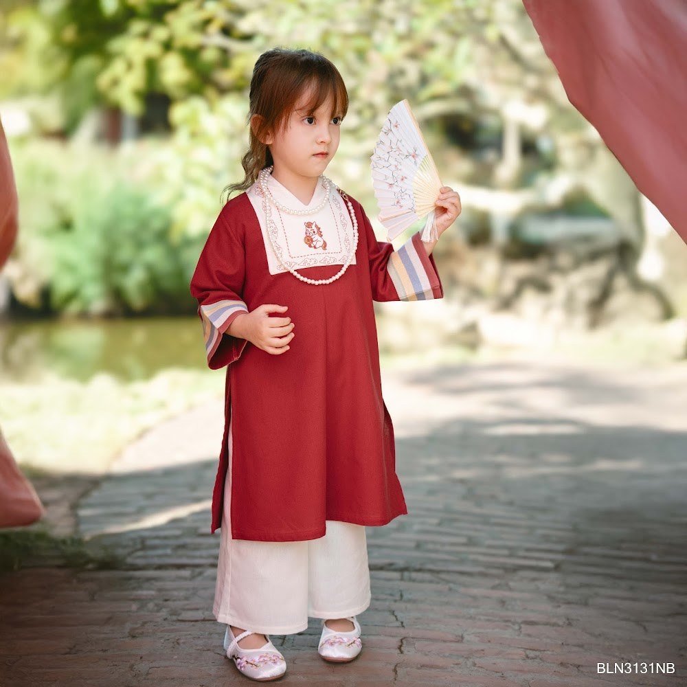 BU Baby (6M-5Y)  Set đồ Tết Cao cấp 2025 BU Linen BLN313 | Áo dài chính hãng