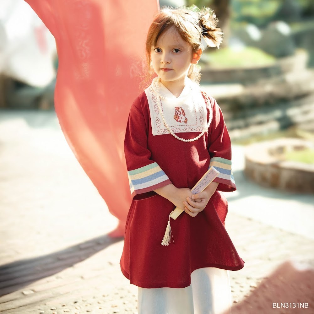 BU Baby (6M-5Y)  Set đồ Tết Cao cấp 2025 BU Linen BLN313 | Áo dài chính hãng