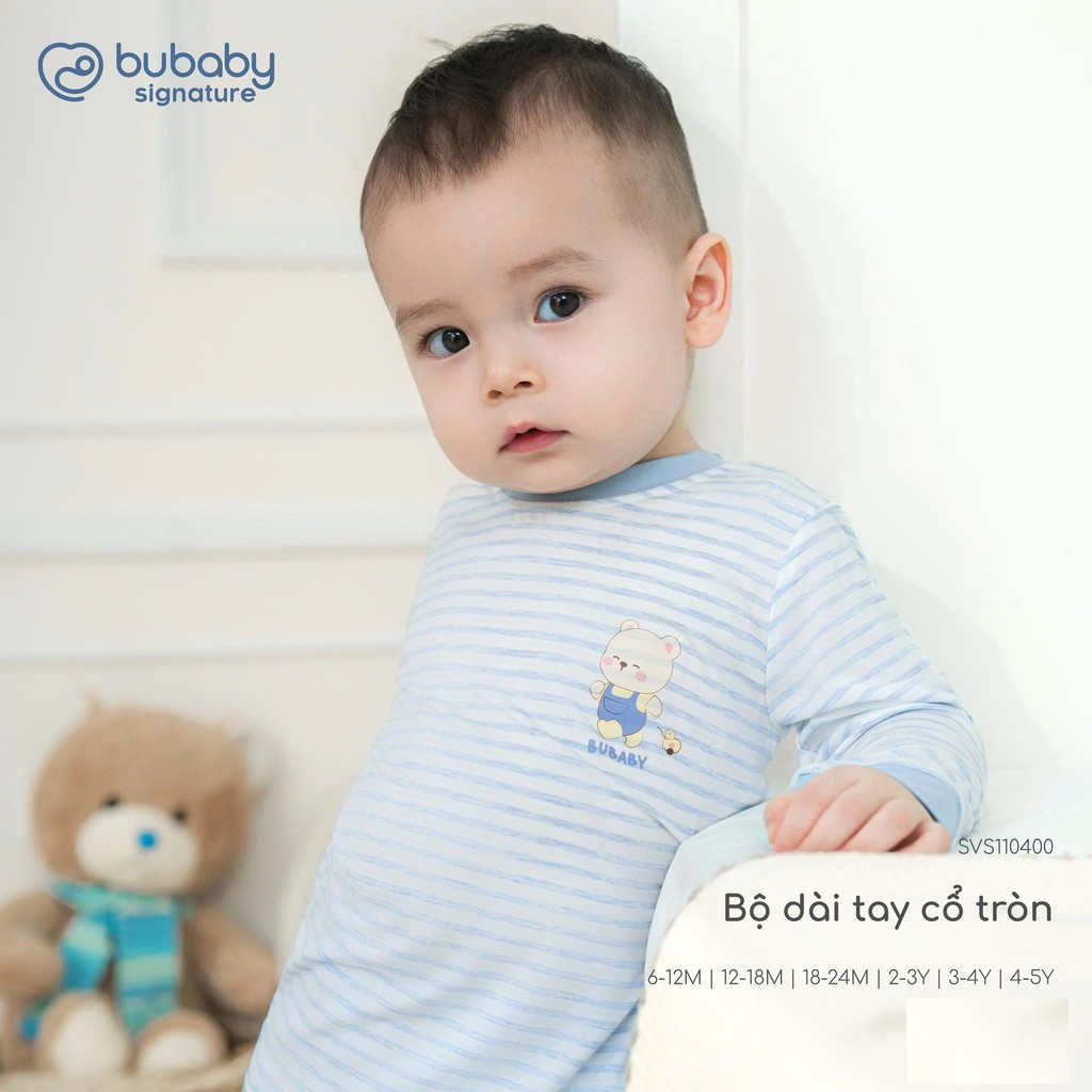 (6M-5Y) Bộ dài tay cổ tròn Thu êm Bubaby Cotton BCT110404 | Quần áo BU Chính hãng