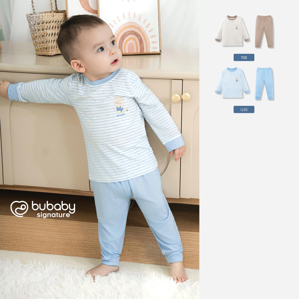 BU Baby (6M-5Y) Bộ dài tay cổ tròn Thu êm Bubaby Bambus BBB110406 | Quần áo BU chính hãng